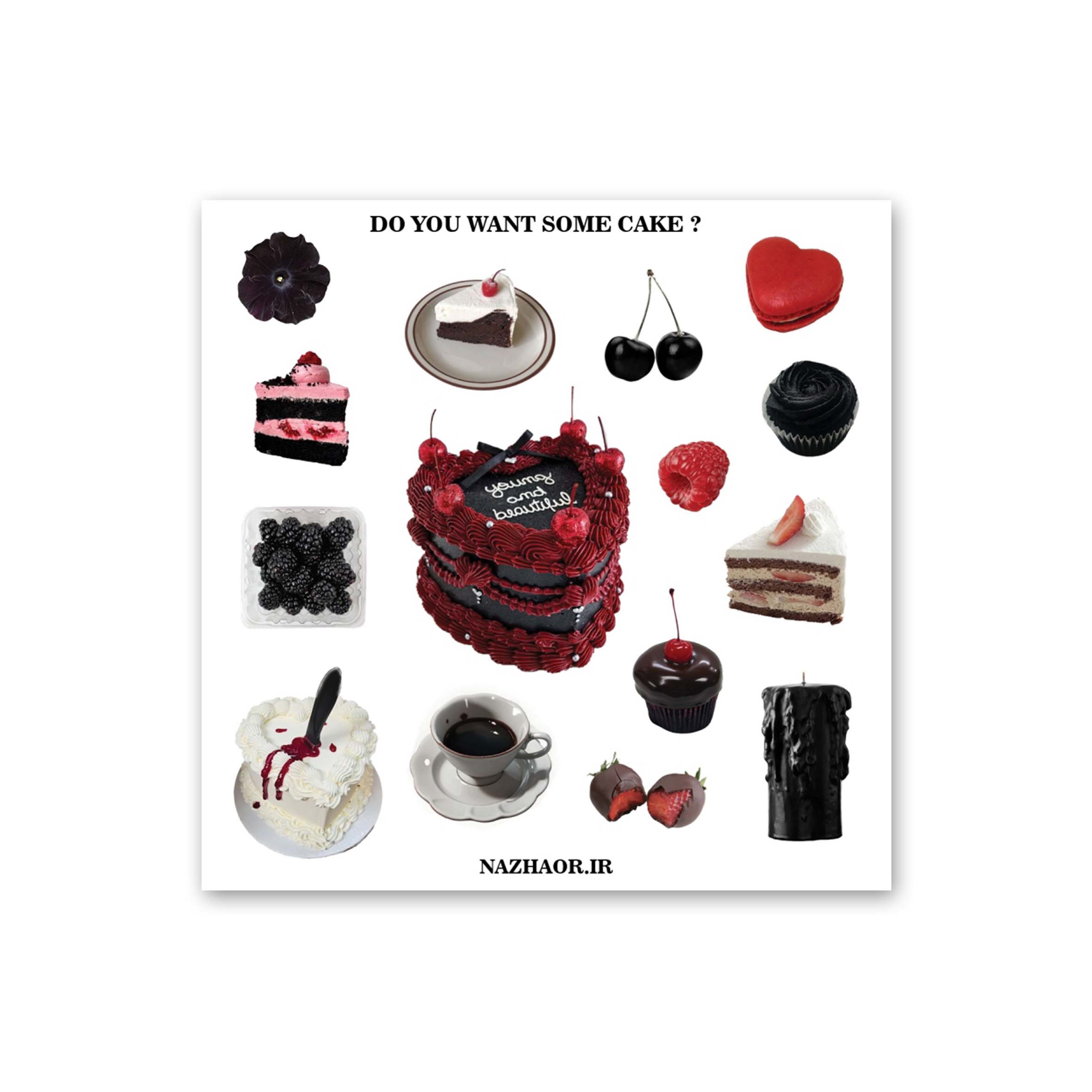 استیکر "do you want some cake" مشکی